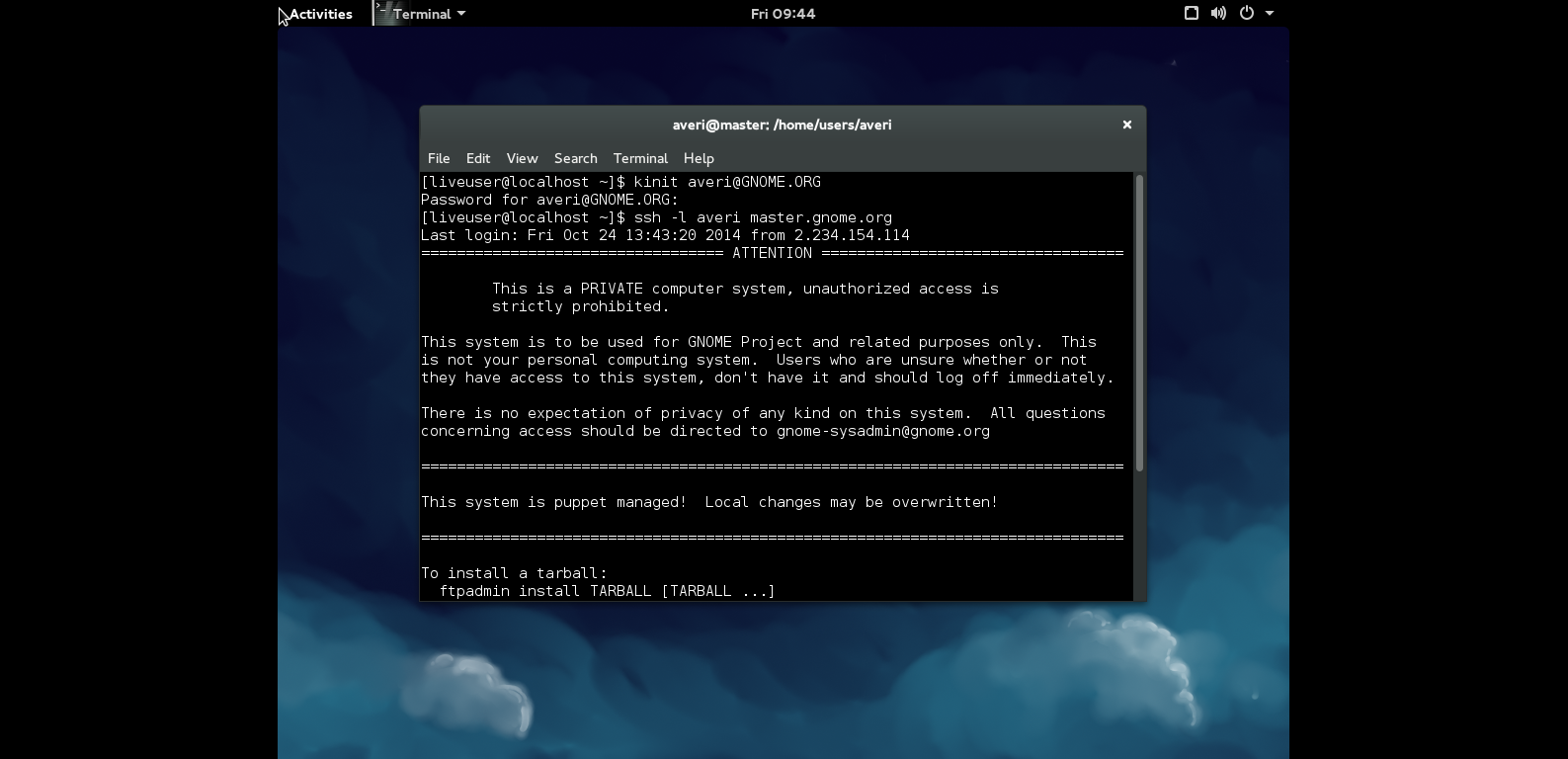 A successful SSH login using the most recent Kerberos package on Fedora 21